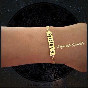 ⭐️10k Gold Constellation Nameplate Bracelet / Anklet Figaro Style Chain